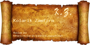 Kolarik Zamfira névjegykártya